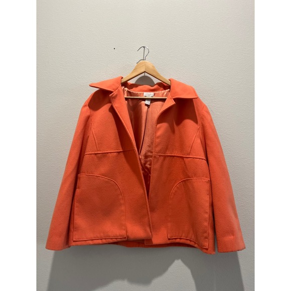 Chicos Women's Coral Orange Blend Open Front Jacket Size 3 - Picture 1 of 4